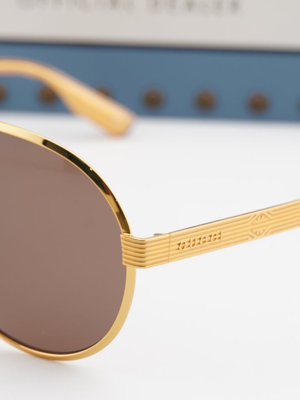 Gucci GG1513S 002 Aviator Sunglasses - Yellow Gold\Brown - Picture 7 of 11